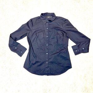 ˚ ༘⋆🛍️APT9 Solid Classic Black Fitted Button Down Collared Career Blouse Top˚👚